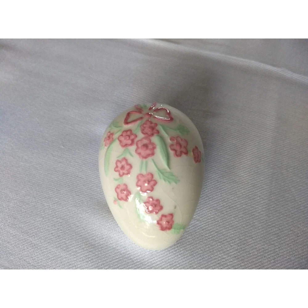 2 Bunny Knobler Japan Stainless Spreader Knives + Ceramic Egg Trinket Box Floral